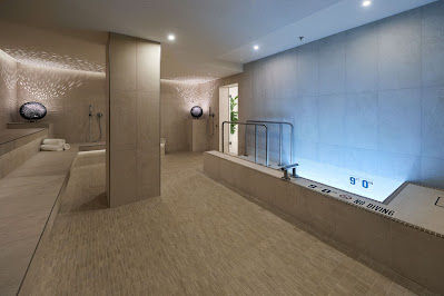 Inside The American Club's enclosed sauna space in Kohler, Wisconsin.