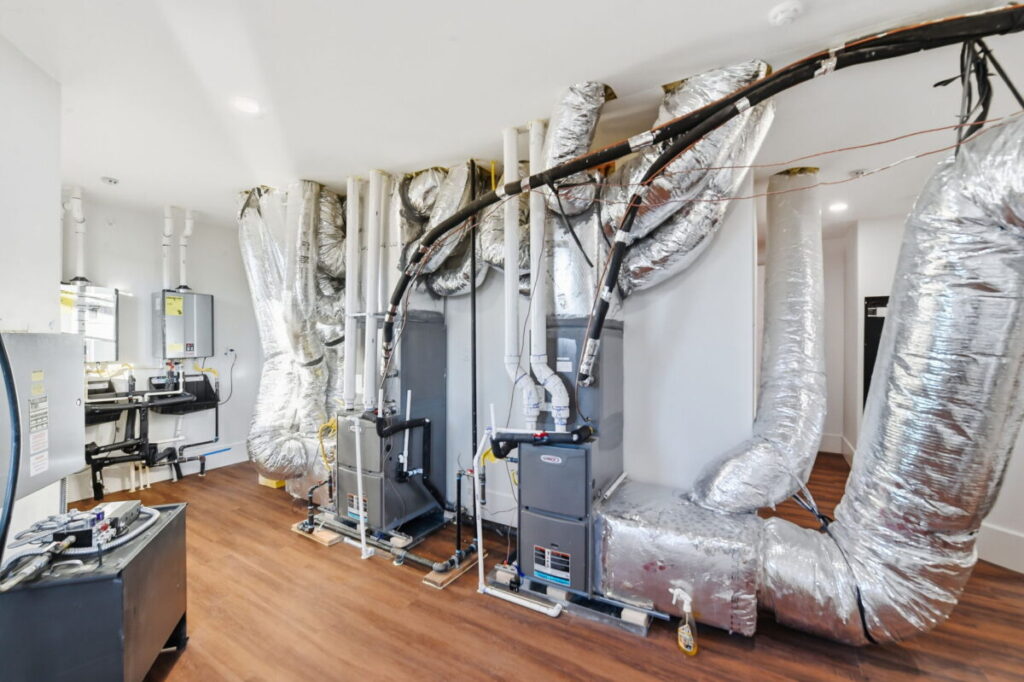 Inside the attic space of a luxury estate home in Westlake, Quail Hollow.