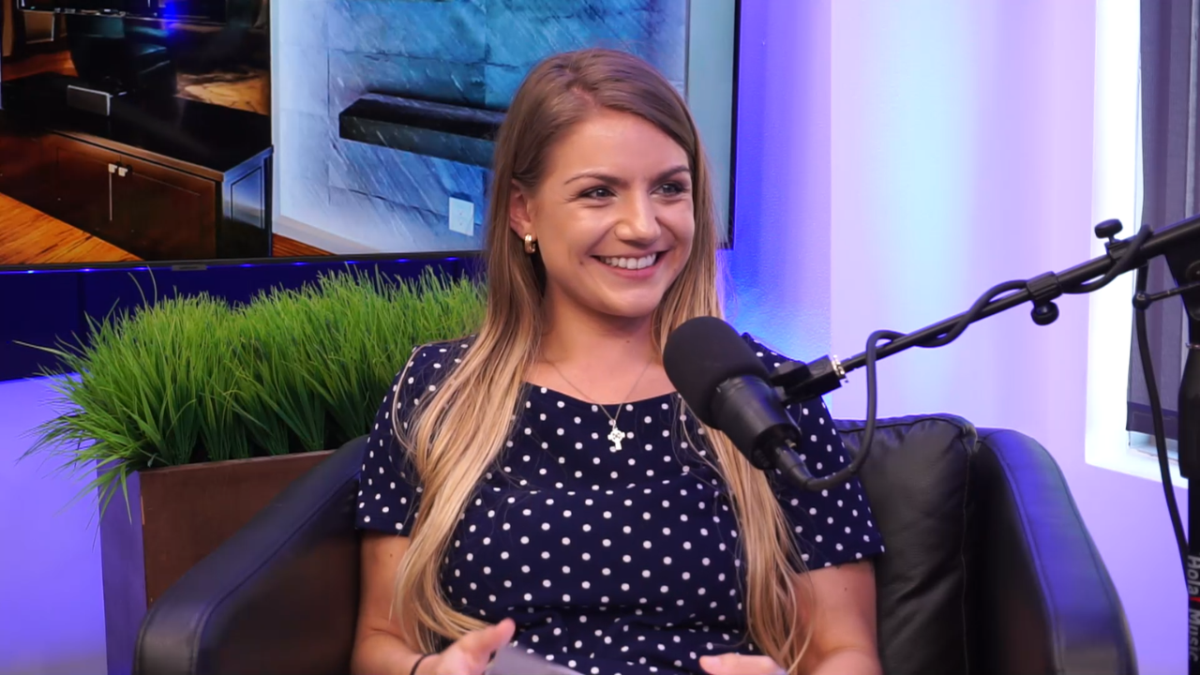 Cassidy Trahey interviewing Mike Garabedian on the podcast set of Uniqueness... "Built-In".