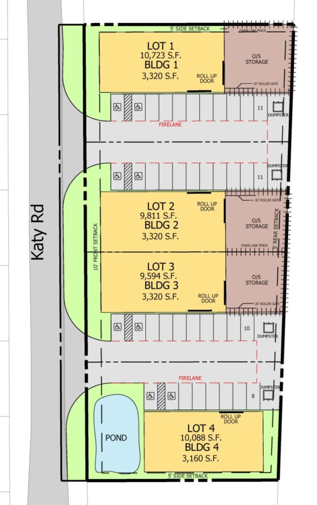 Site plan of 508 Katy, commercial space in Keller, Texas.