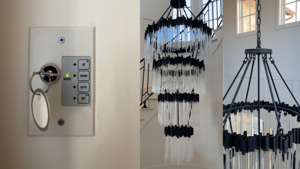 Motorized lift lift in custom home build in Westlake, Texas by Garabedian Properties.